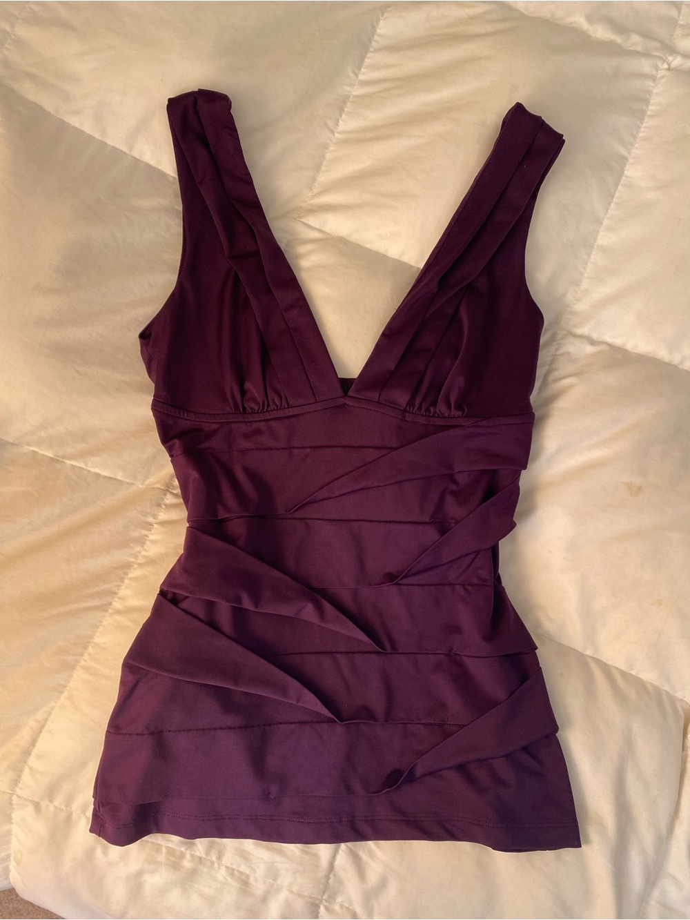 Plunging V-Neck Bandage Tank - Deep Plum